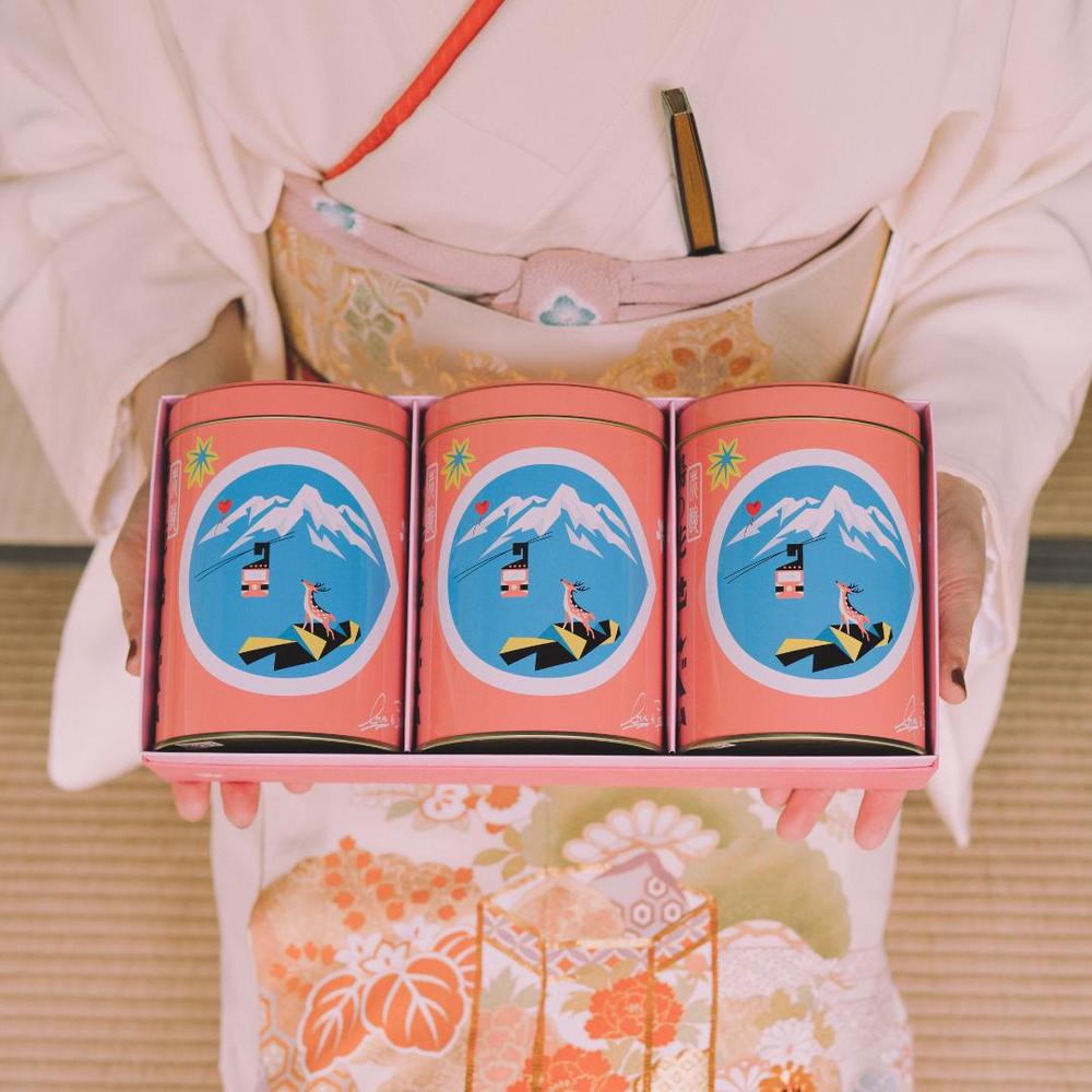 湯の花せんべいAR缶3缶セット | 有限会社日の出屋製菓