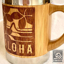 画像をギャラリービューアに読み込む, プルメリアALOHAデザイン バンブーマグカップ