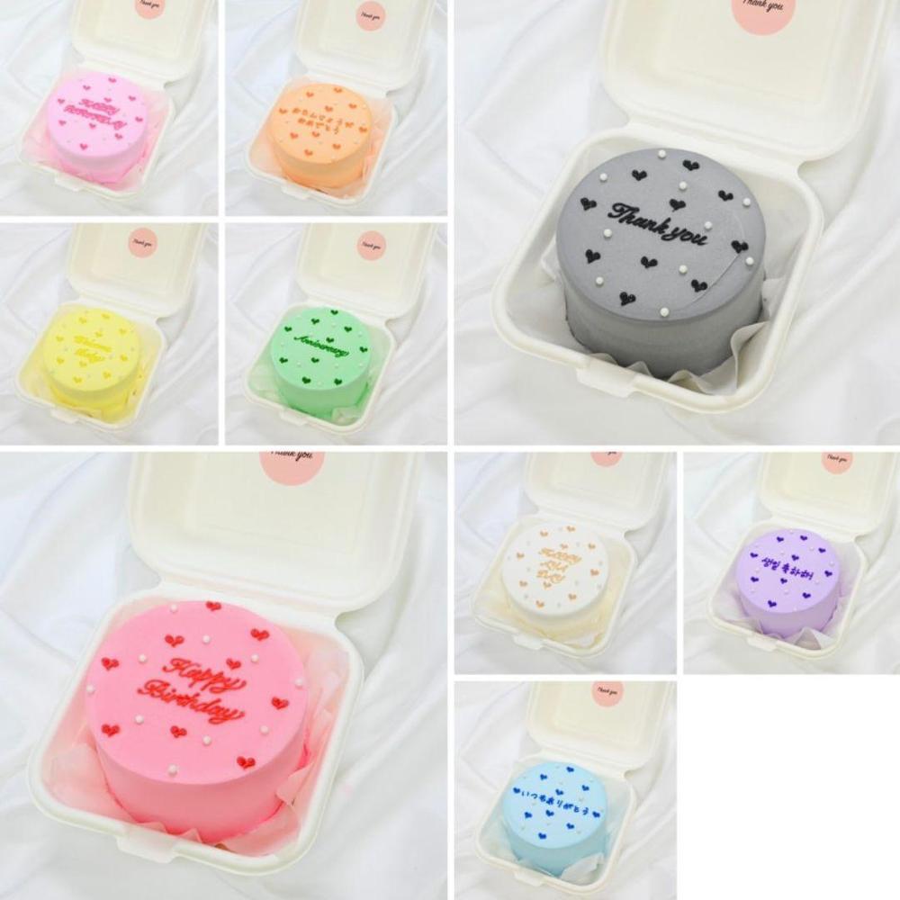散りばめハートとパールのランチボックスケーキ
