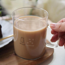 画像をギャラリービューアに読み込む, 珈琲牛乳のグラス(消え文字グラス) (Dタイプ(耐熱グラス・英語ロゴ))(特許取得済)