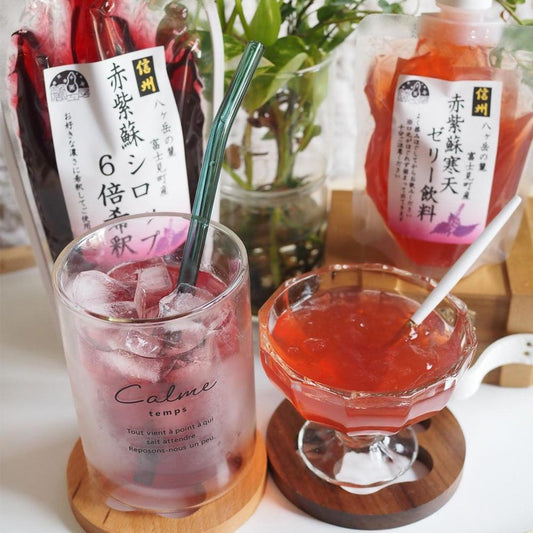 赤紫蘇シロップ6倍希釈610g×1個 赤紫蘇寒天ゼリー飲料150㎖×5個