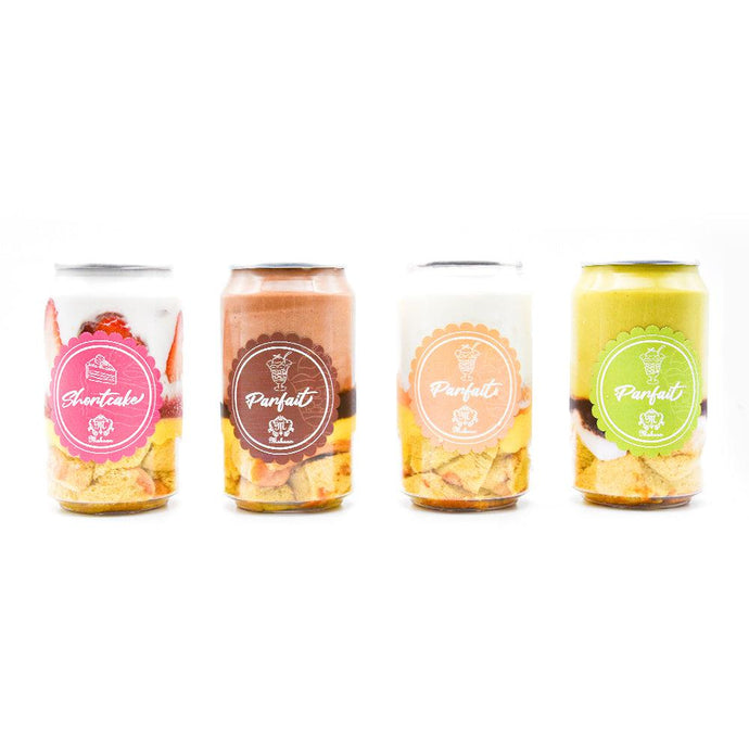 「ショートケーキ缶&パフェ缶」バースデーケーキタイプBOX4本セッ