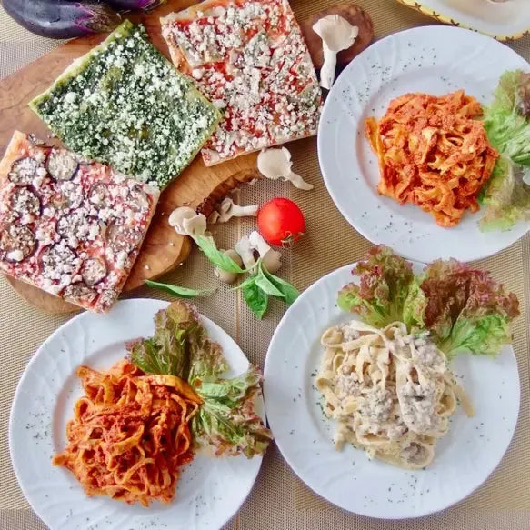 手作りパスタ＆有機野菜の天然酵母ピザセット＜パスタ3食、ピザ3食入＞