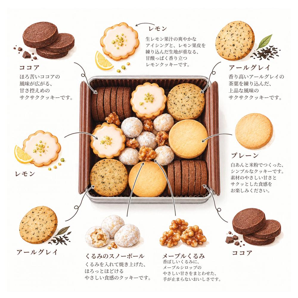 お花畑と白あん米粉のクッキー2缶セット