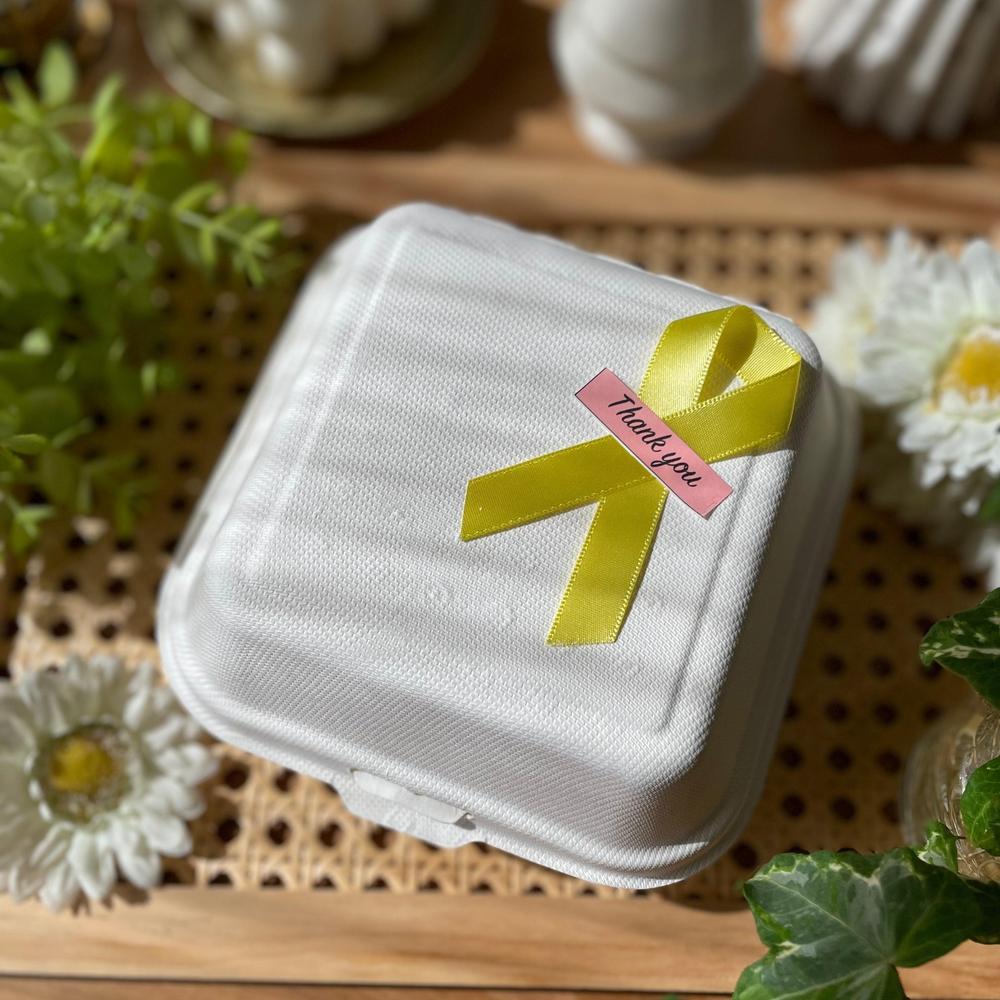 散りばめハートとパールのランチボックスケーキ
