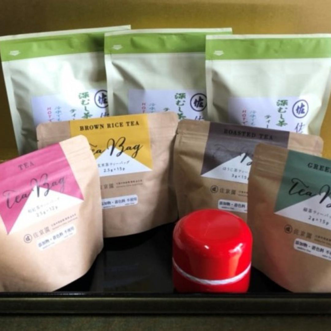 佐京園の緑茶,玄米茶,和紅茶,ほうじ茶ティーバッグセット