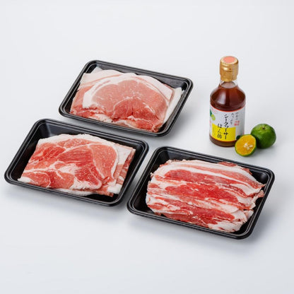 縄あぐー豚しゃぶ３種の食べ比べ（モモ肉・バラ肉・カタ肉）