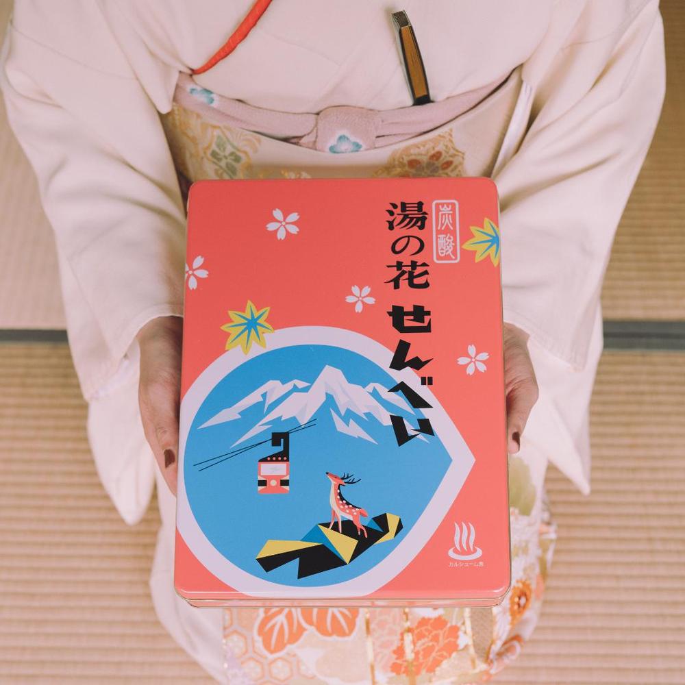 湯の花せんべい 72入 角缶