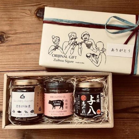 ご飯のお供ギフト・うなぎ屋の与八と濃厚のり佃煮と肉味噌の3個入ギフト | zuihou sigure（ズイホウ シグレ）