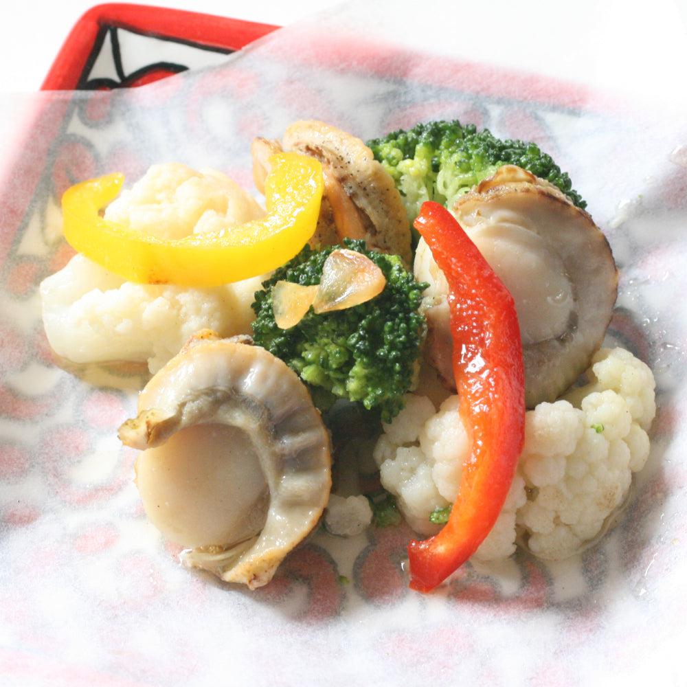 ほたてと季節野菜の香味オイルがけ