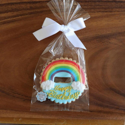 【アイシングクッキー】Rainbow シングルスタンディングプレート Happy Birthday
