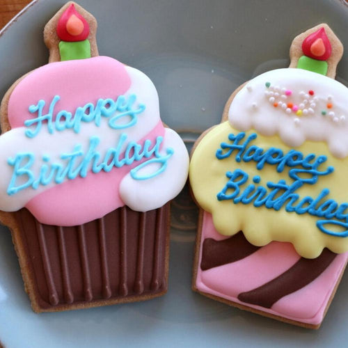 【アイシングクッキー】カップケーキ Happy Birthday
