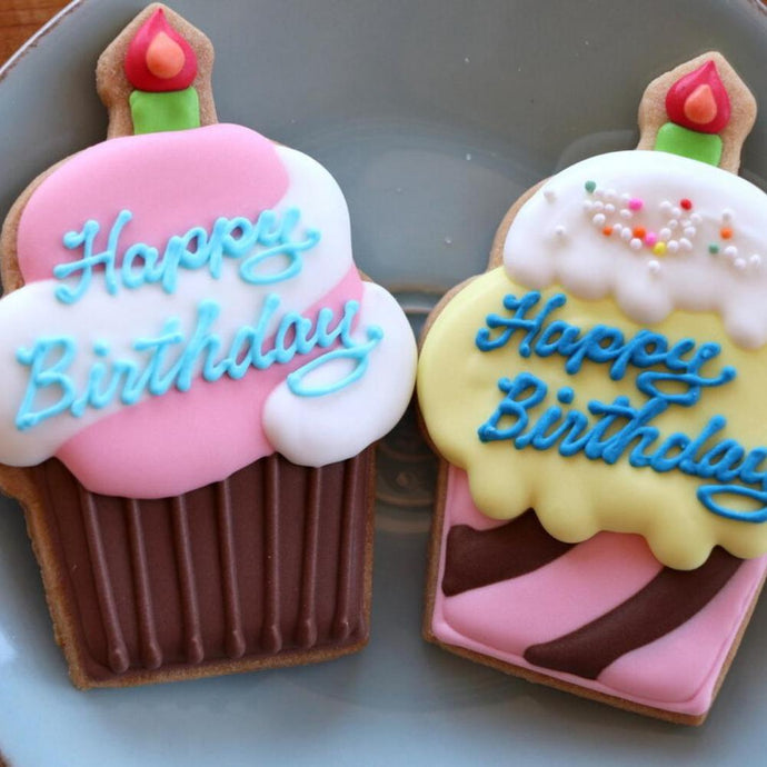 【アイシングクッキー】カップケーキ Happy Birthday