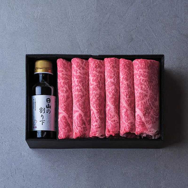 国産黒毛和牛すき焼（リブロース）割り下付き【折詰】600g