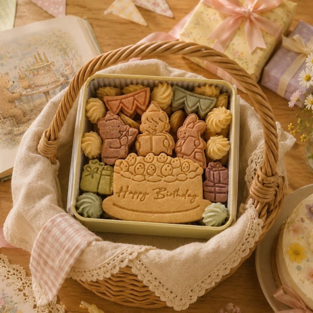 【送料込】クッキー缶/きみと季節のとなりに「HappyBirthday」