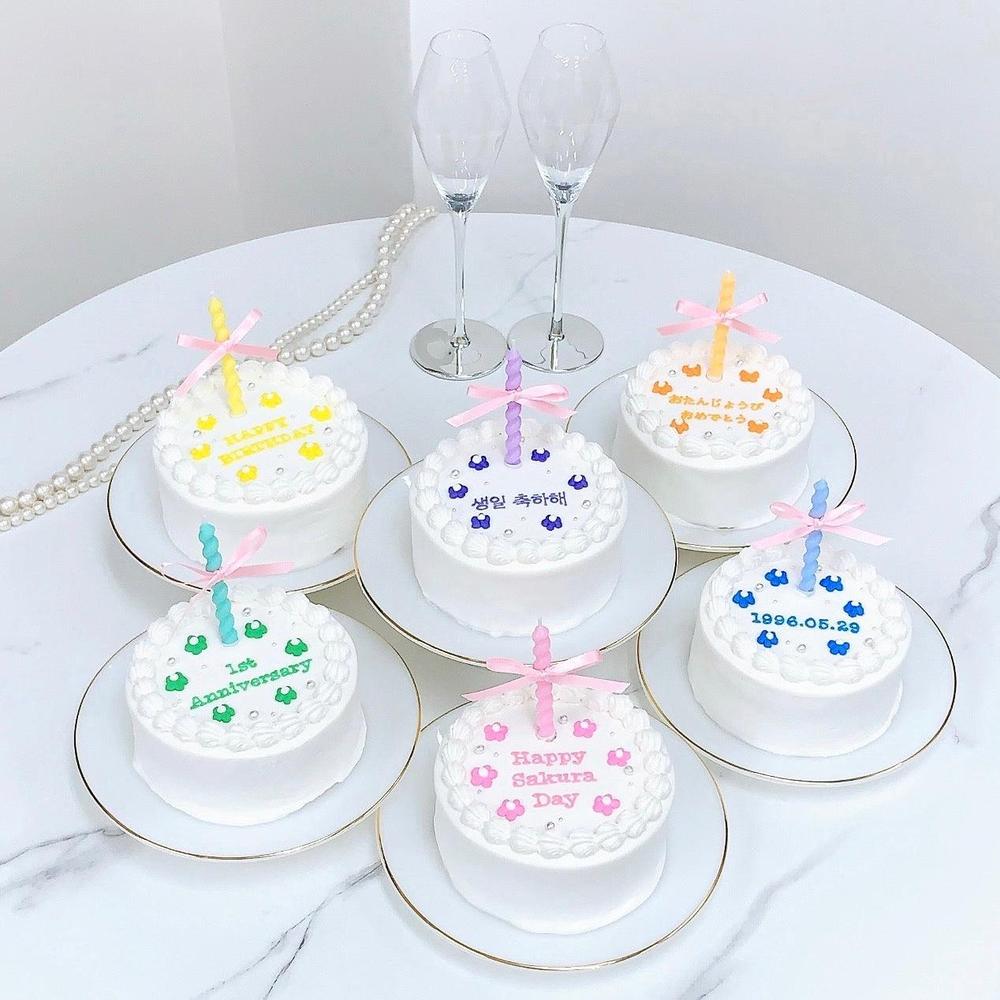 お花柄 リボンキャンドル付きフラワーケーキ