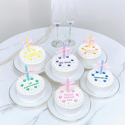 お花柄 リボンキャンドル付きフラワーケーキ