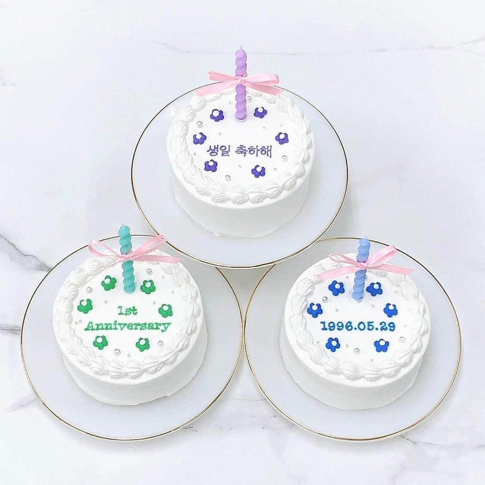 お花柄 リボンキャンドル付きフラワーケーキ