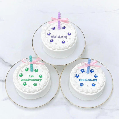 お花柄 リボンキャンドル付きフラワーケーキ