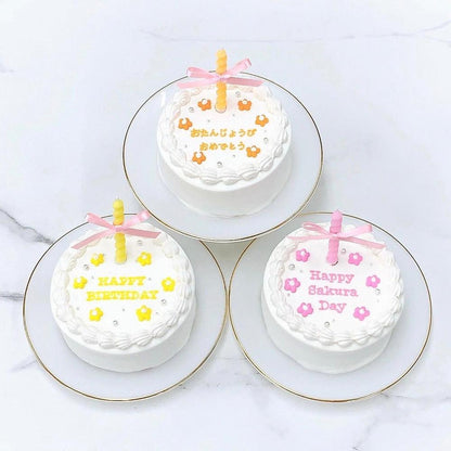 お花柄 リボンキャンドル付きフラワーケーキ