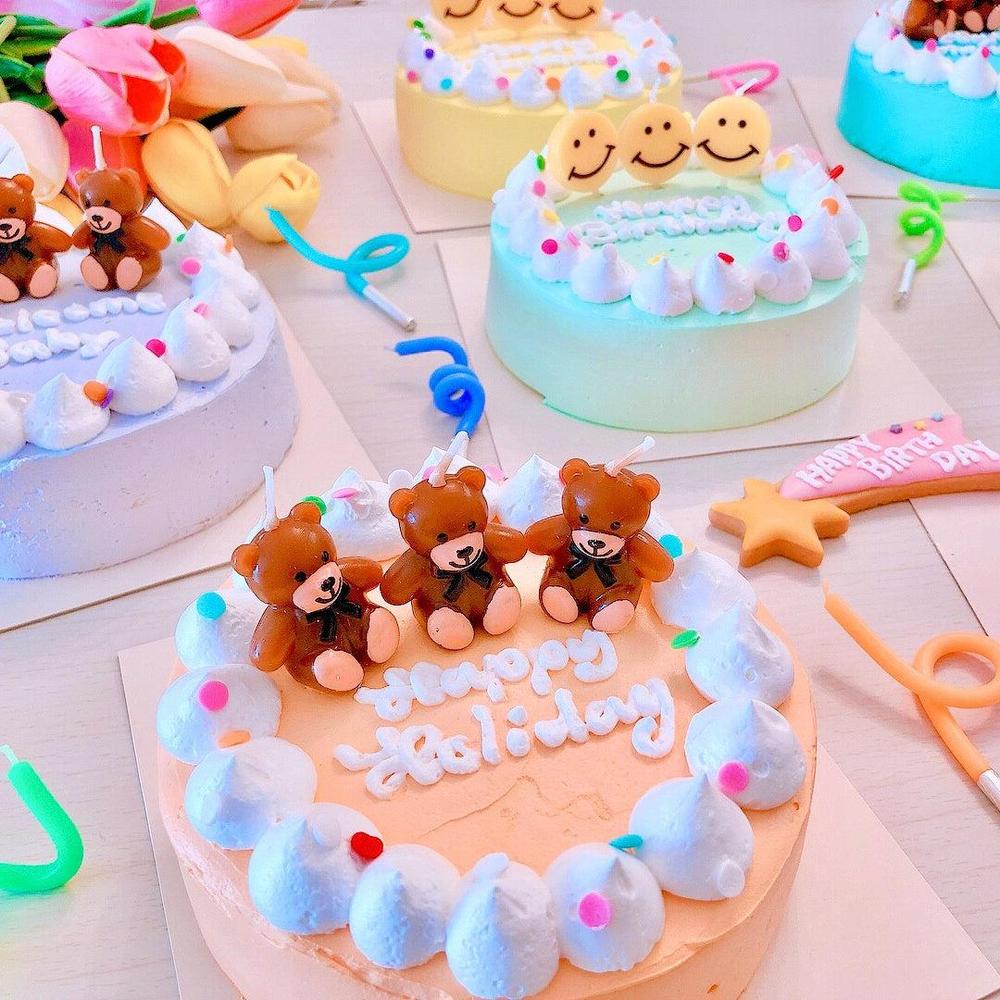 くまちゃん&ニコちゃん3連ろうそくセンイルケーキ 4号