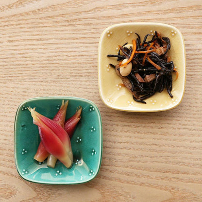 Teshio 星かげ豆皿 伝統色（織部）