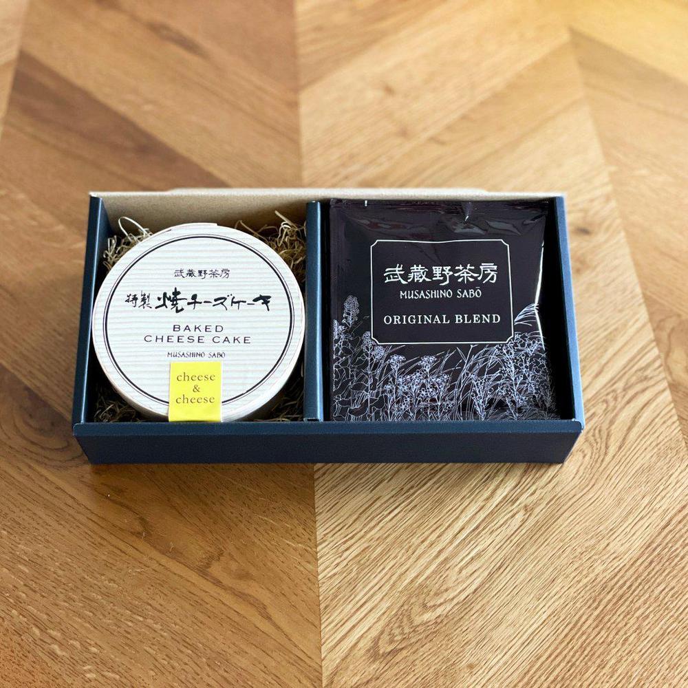 武蔵野茶房オリジナルブレンドドリップ珈琲&特製焼チーズケーキ【わっぱ入】セット