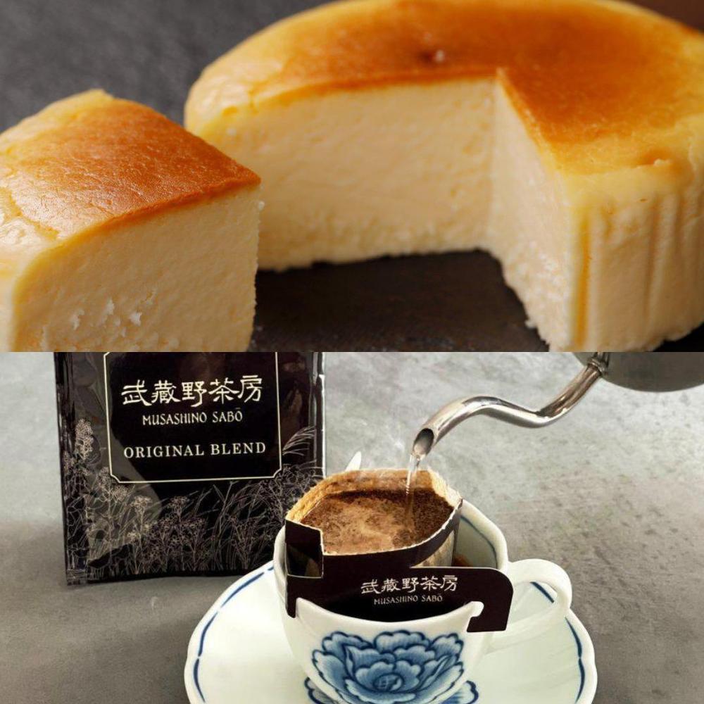 武蔵野茶房オリジナルブレンドドリップ珈琲&特製焼チーズケーキ【わっぱ入】セット